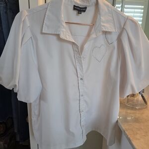 Modern Works White Blouse with Heart Detail